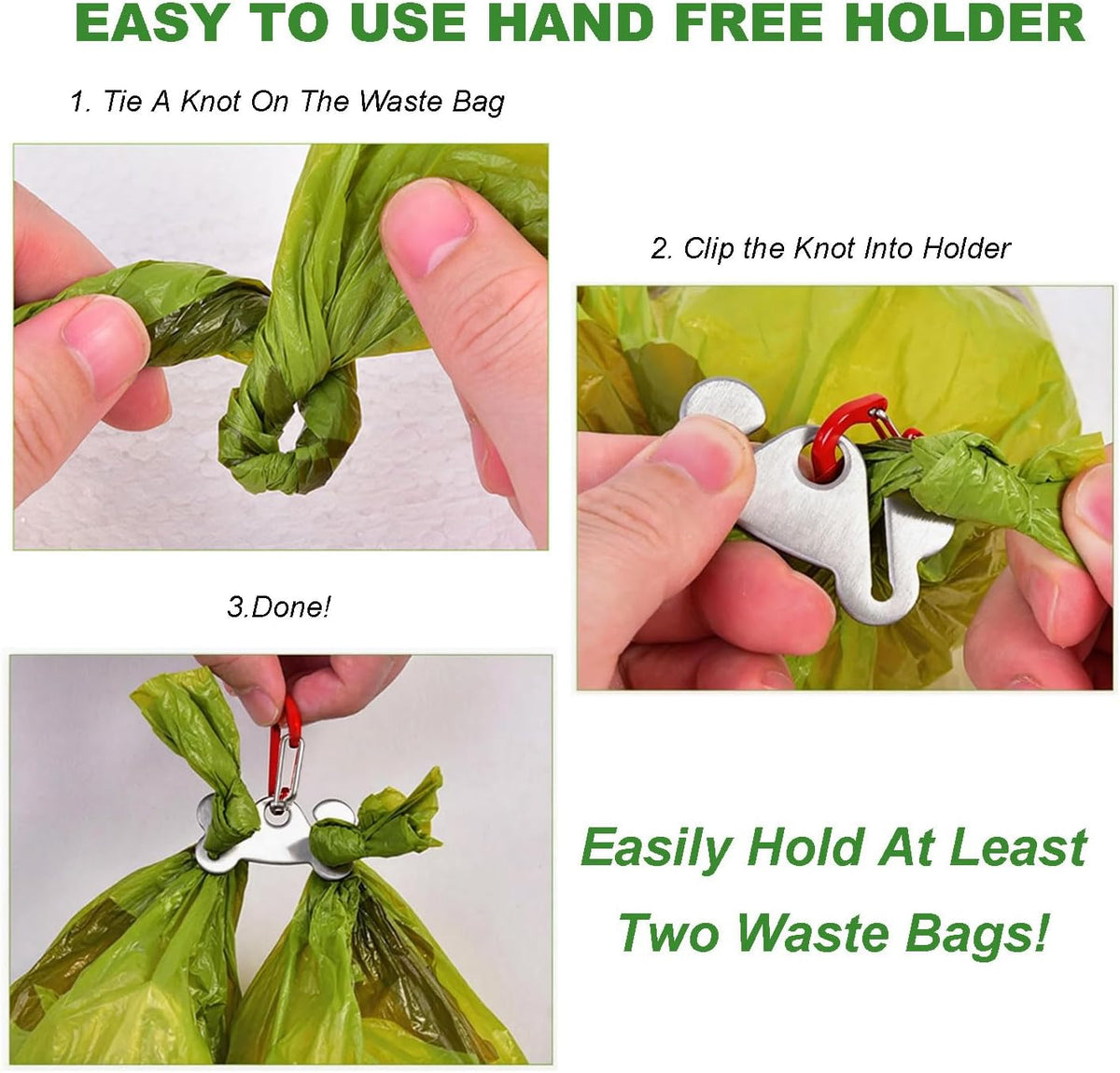 Dog Poop Bag Holder Leash Dogs Waste Bag Dispenser Metal Carrier Red Clip 2