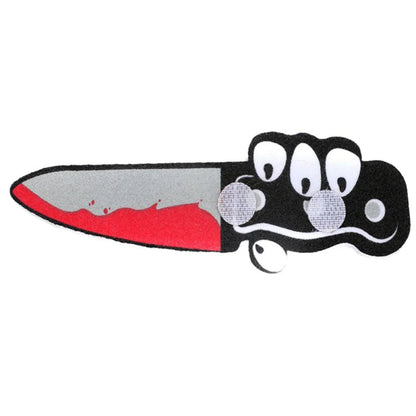 All Dogs Love funny doll character pet costume accessory featuring a cartoon knife prop with a red blood detail