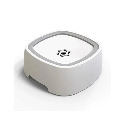 All Dogs Love white floating water bowl with a splash-proof disk system for clean and controlled pet hydration