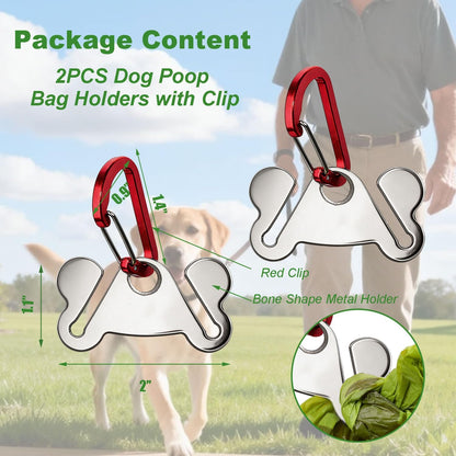 Dog Poop Bag Holder Leash Dogs Waste Bag Dispenser Metal Carrier Red Clip 2